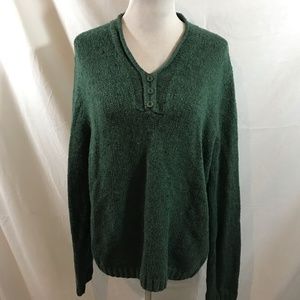 Breckenridge green henley sweater - womens XL, armpit to armpit = 22.5"